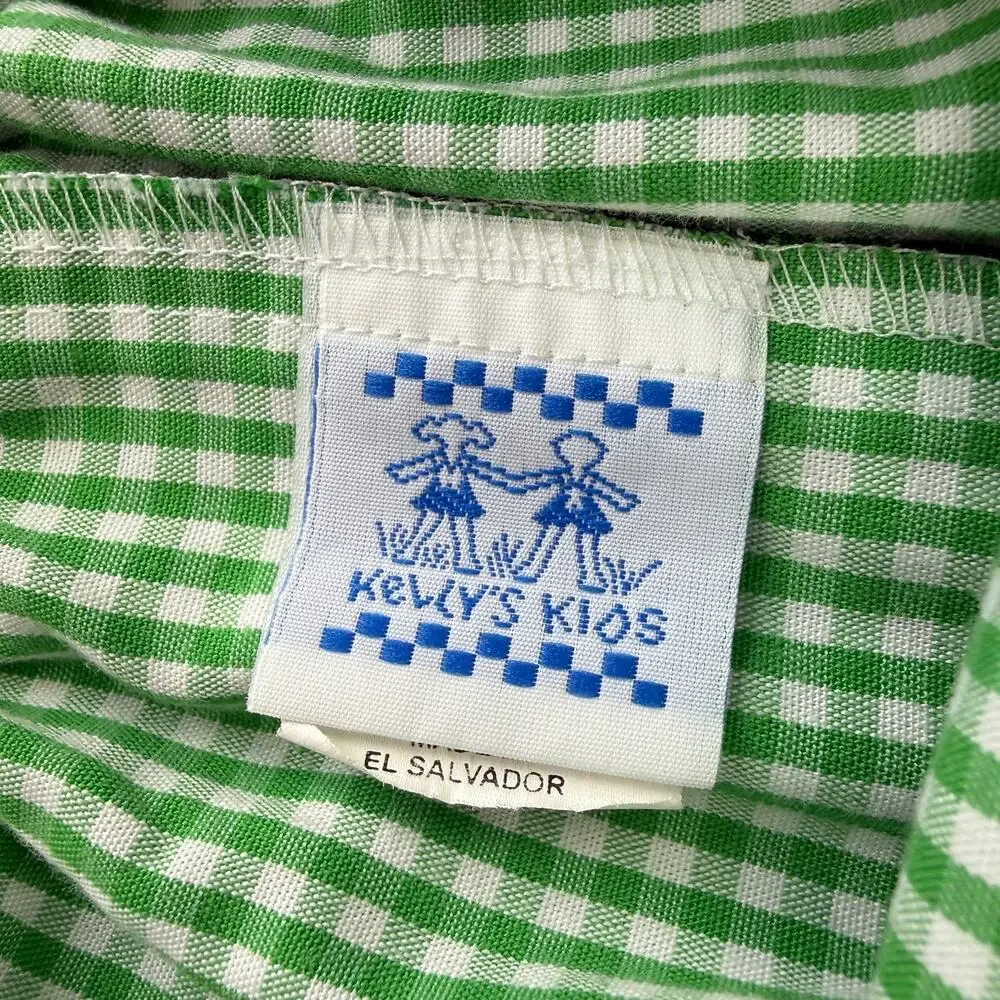 Kelly's Kids Girls Gingham Tulip Skirt Skort Size 5 6 Green Cottagecore Spring